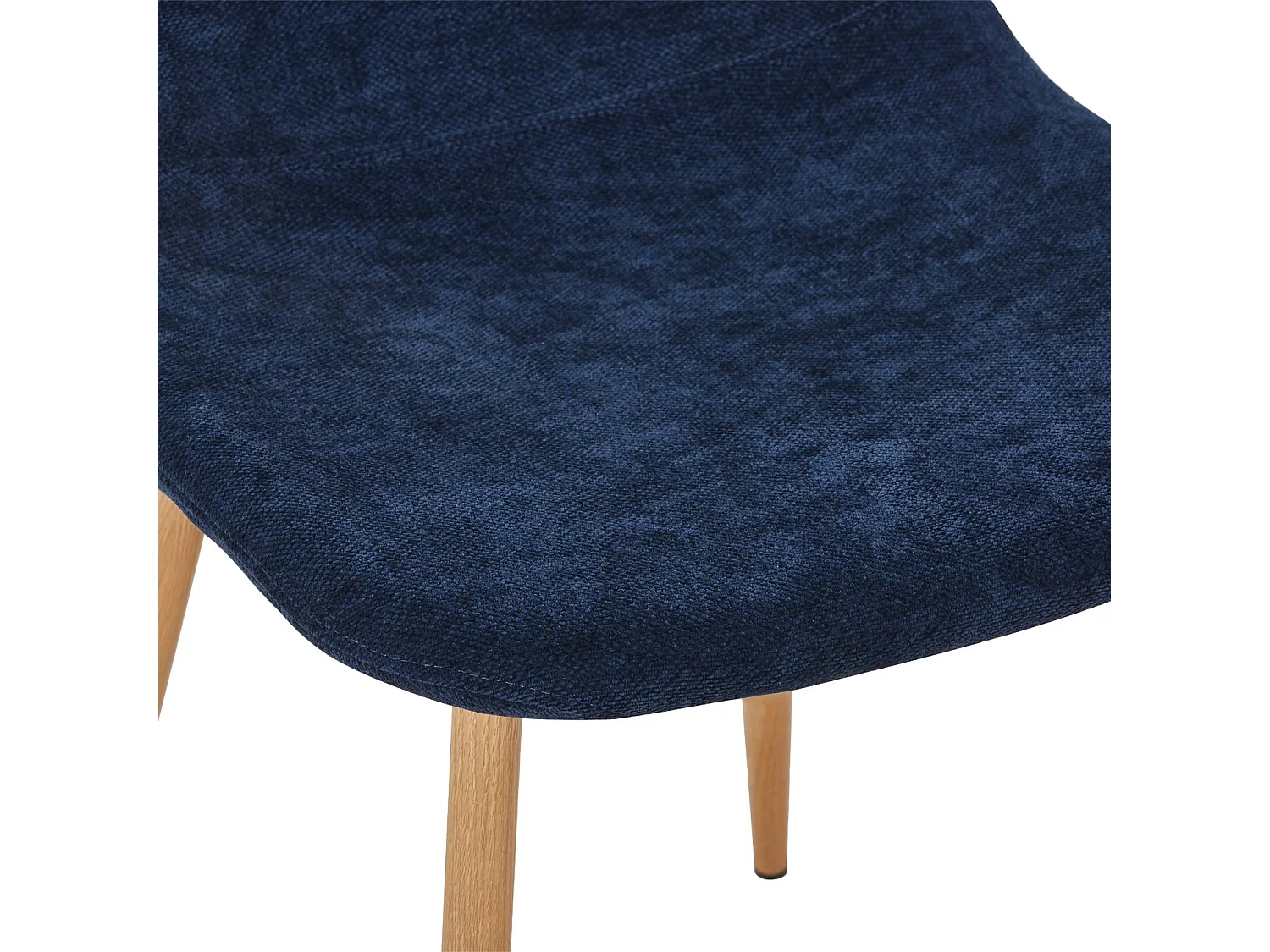 Silla de madera y tela con patas color natural, set de 4 azul