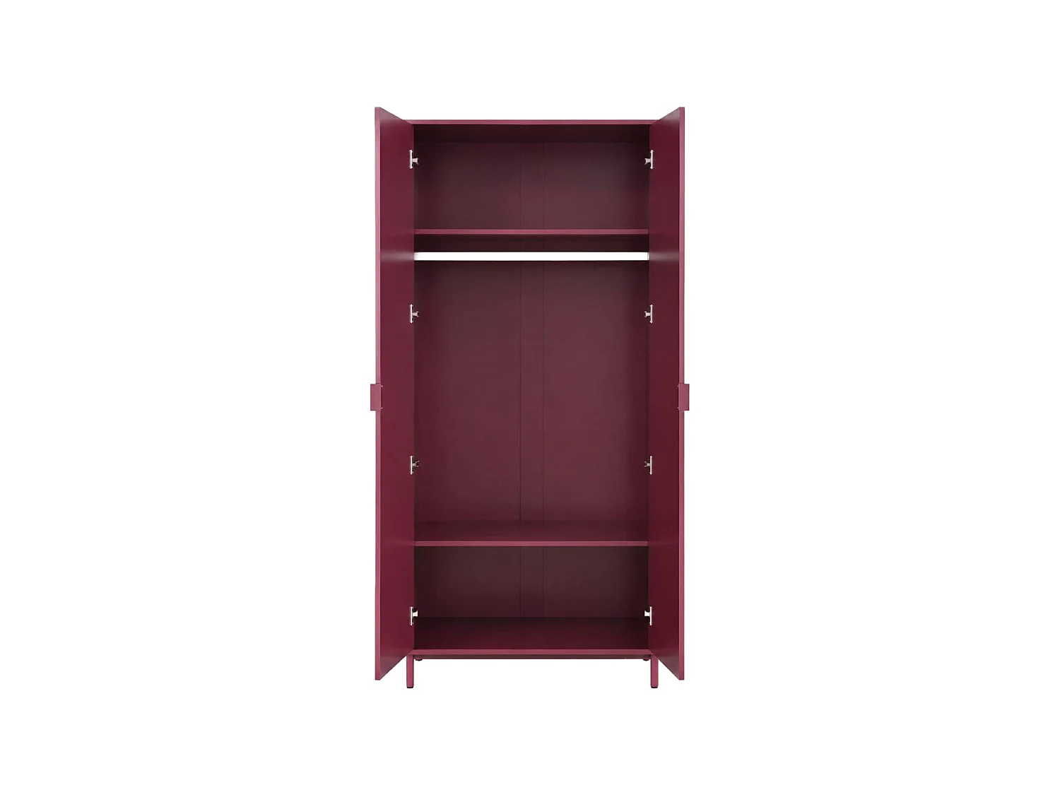 Guardaroba decorativo in legno e metallo 2 ripiani 1 appendiabiti, Ellie, Bordeaux, 80x45x180 cm