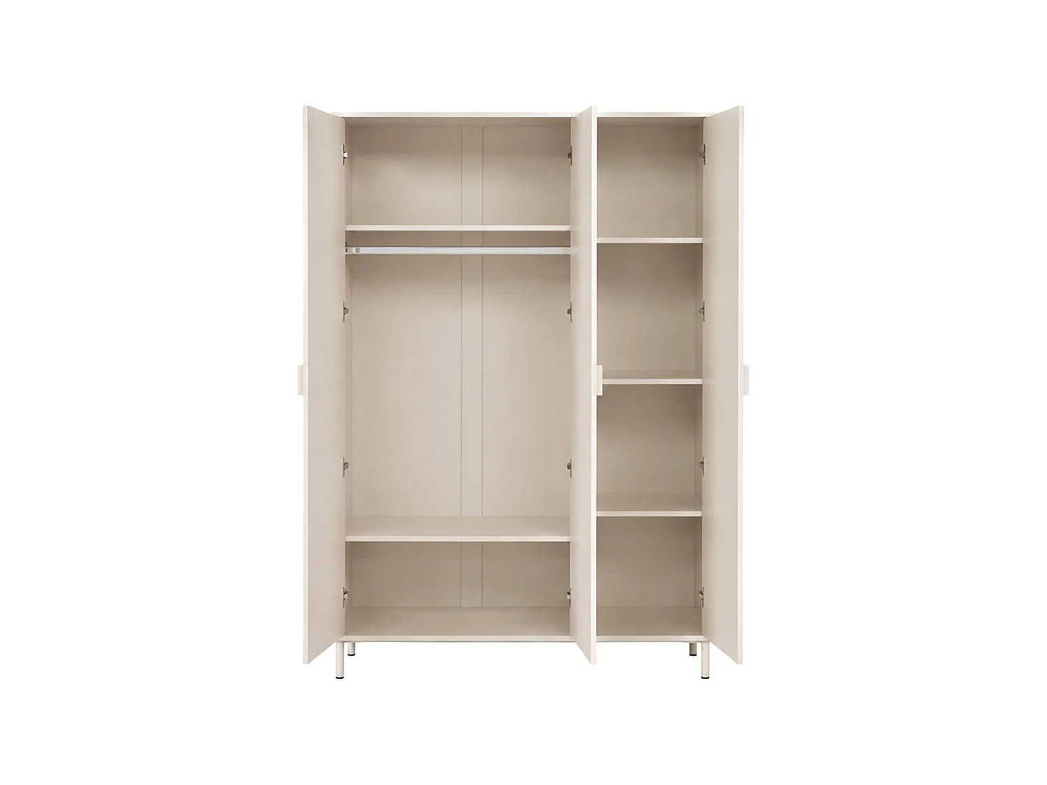 Guardaroba decorativo in legno e metallo 5 ripiani 1 appendiabiti, Ellie, Beige, 119x45x180 cm
