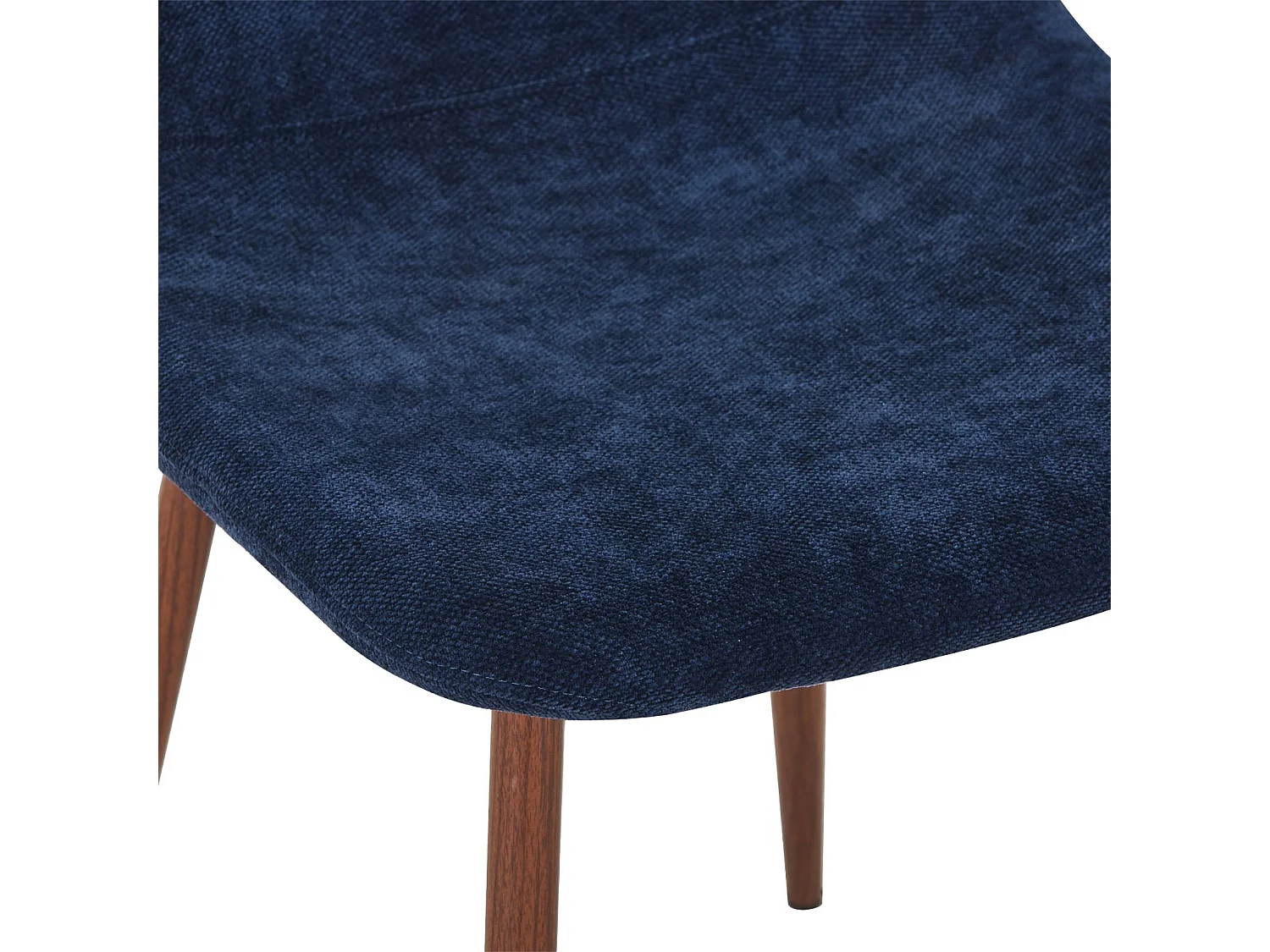 Silla de madera y tela con patas color nogal, set de 4 azul