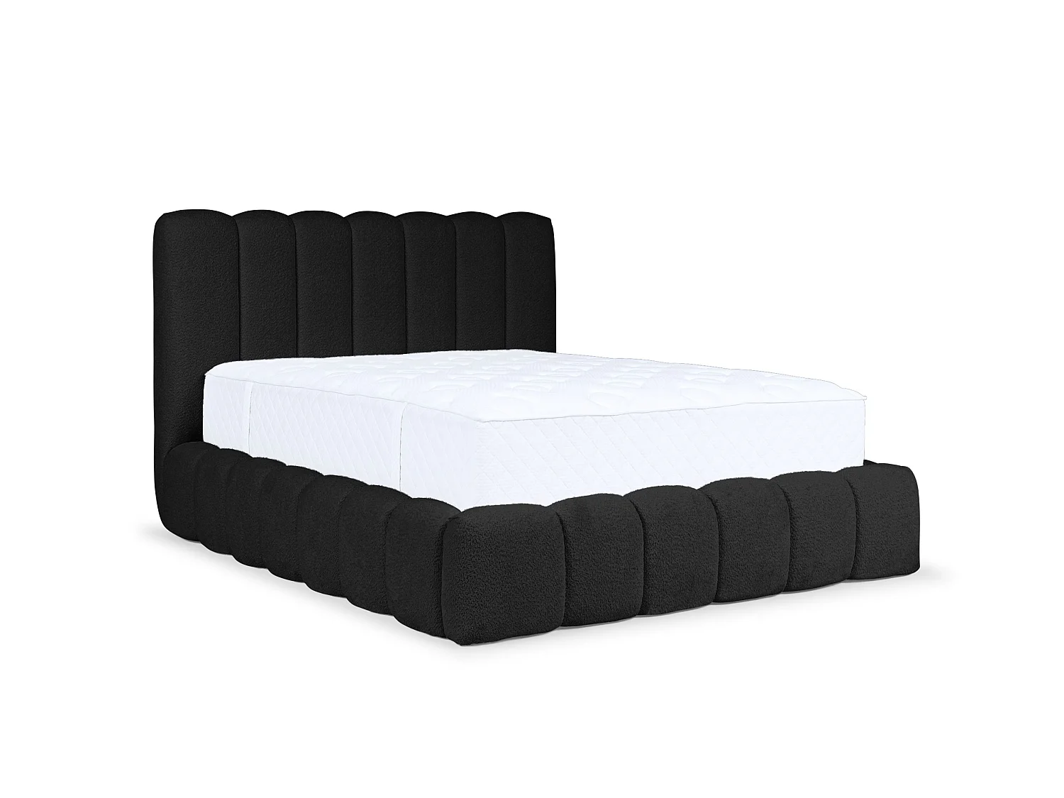 FURNISTAR Gestoffeerd bed CHLOE met opbergruimte 180x200|Tweepersoonsbed met opbergruimte en lattenbodem|Boxspring-look|zonder matras|slaapkamer-zwart