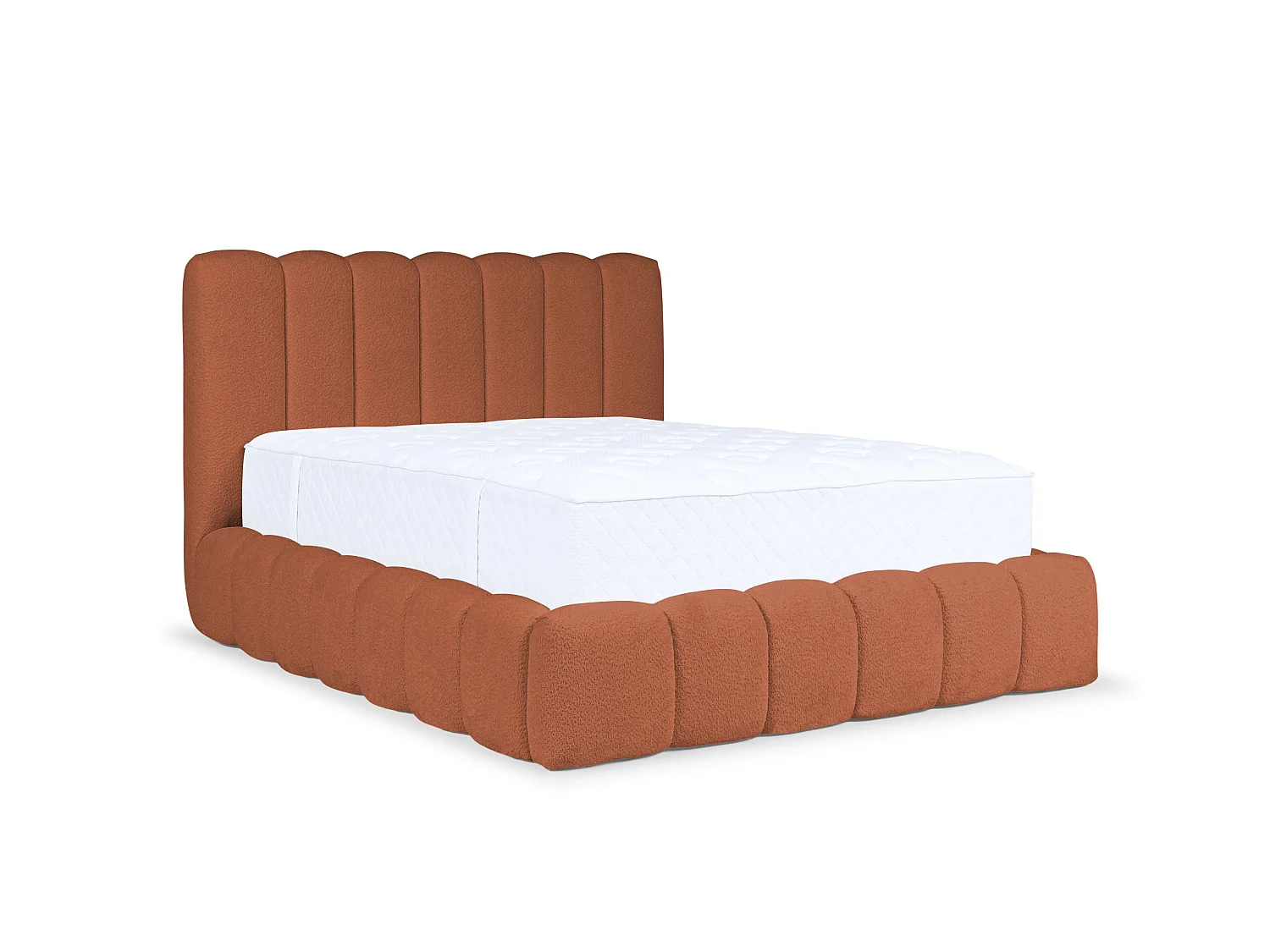 FURNISTAR Gestoffeerd bed CHLOE met opbergruimte 120x200|Tweepersoonsbed met opbergruimte en lattenbodem|Boxspring-look|zonder matras|slaapkamer-oranje