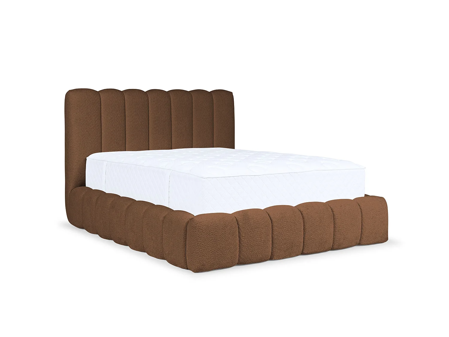 FURNISTAR Gestoffeerd bed CHLOE met opbergruimte 160x200|Tweepersoonsbed met opbergruimte en lattenbodem|Boxspring-look|zonder matras|slaapkamer-bruin