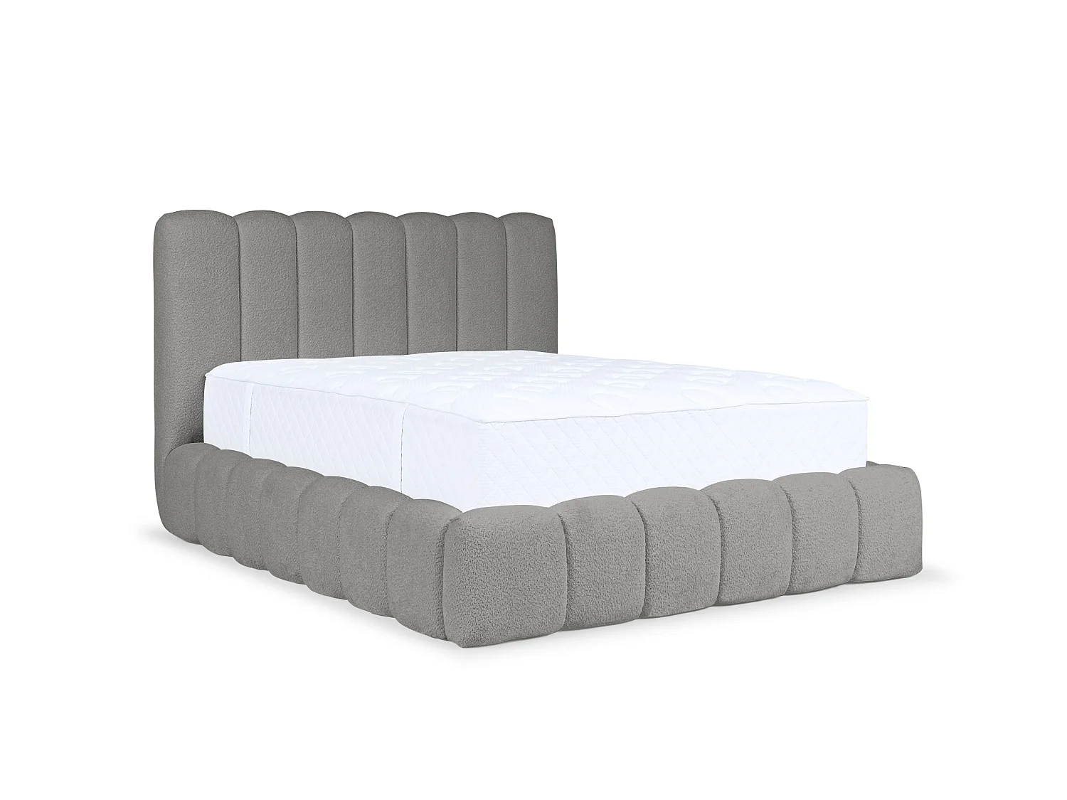 FURNISTAR Gestoffeerd bed CHLOE met opbergruimte 180x200|Tweepersoonsbed met opbergruimte en lattenbodem|Boxspring-look|zonder matras|slaapkamer-grijs