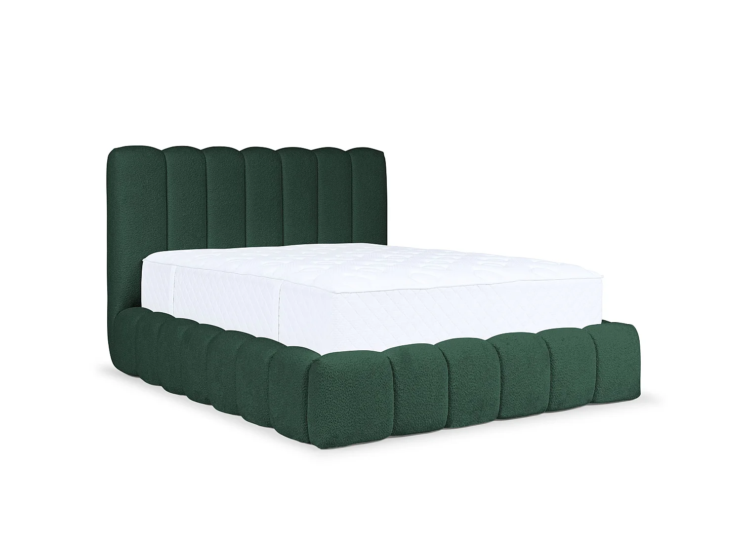 FURNISTAR Gestoffeerd bed CHLOE met opbergruimte 180x200|Tweepersoonsbed met opbergruimte en lattenbodem|Boxspring-look|zonder matras|slaapkamer-donkergroen