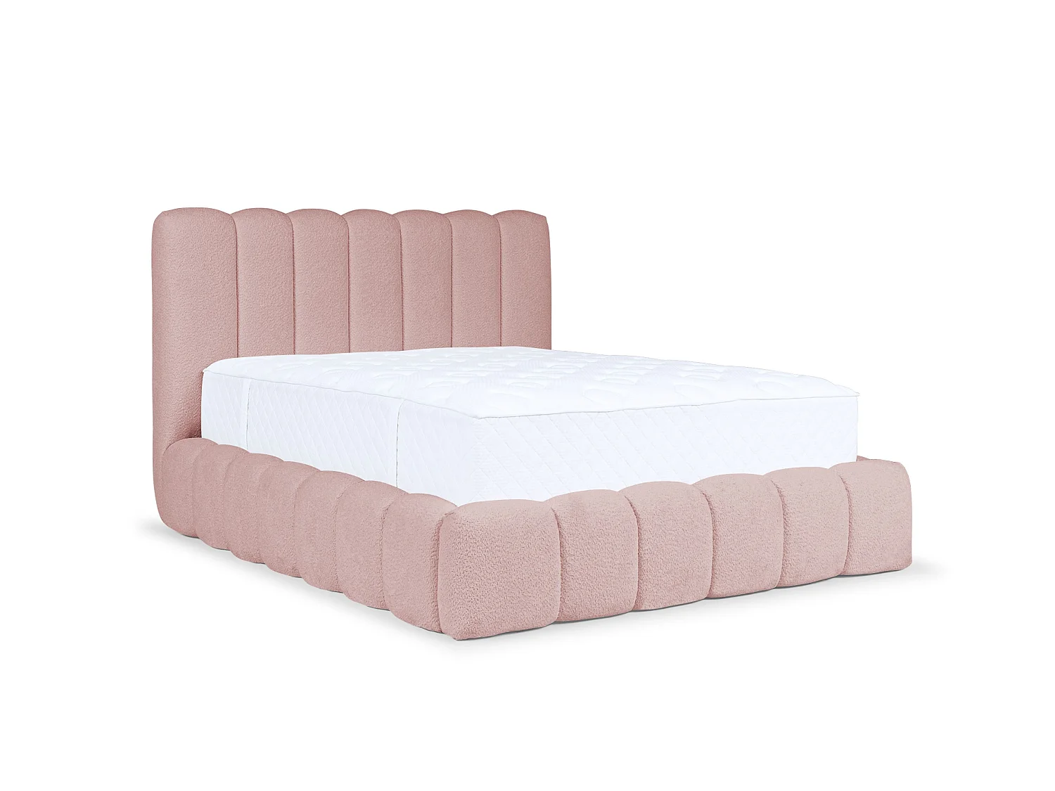 FURNISTAR Gestoffeerd bed CHLOE met opbergruimte 120x200|Tweepersoonsbed met opbergruimte en lattenbodem|Boxspring-look|zonder matras|slaapkamer-poederroze