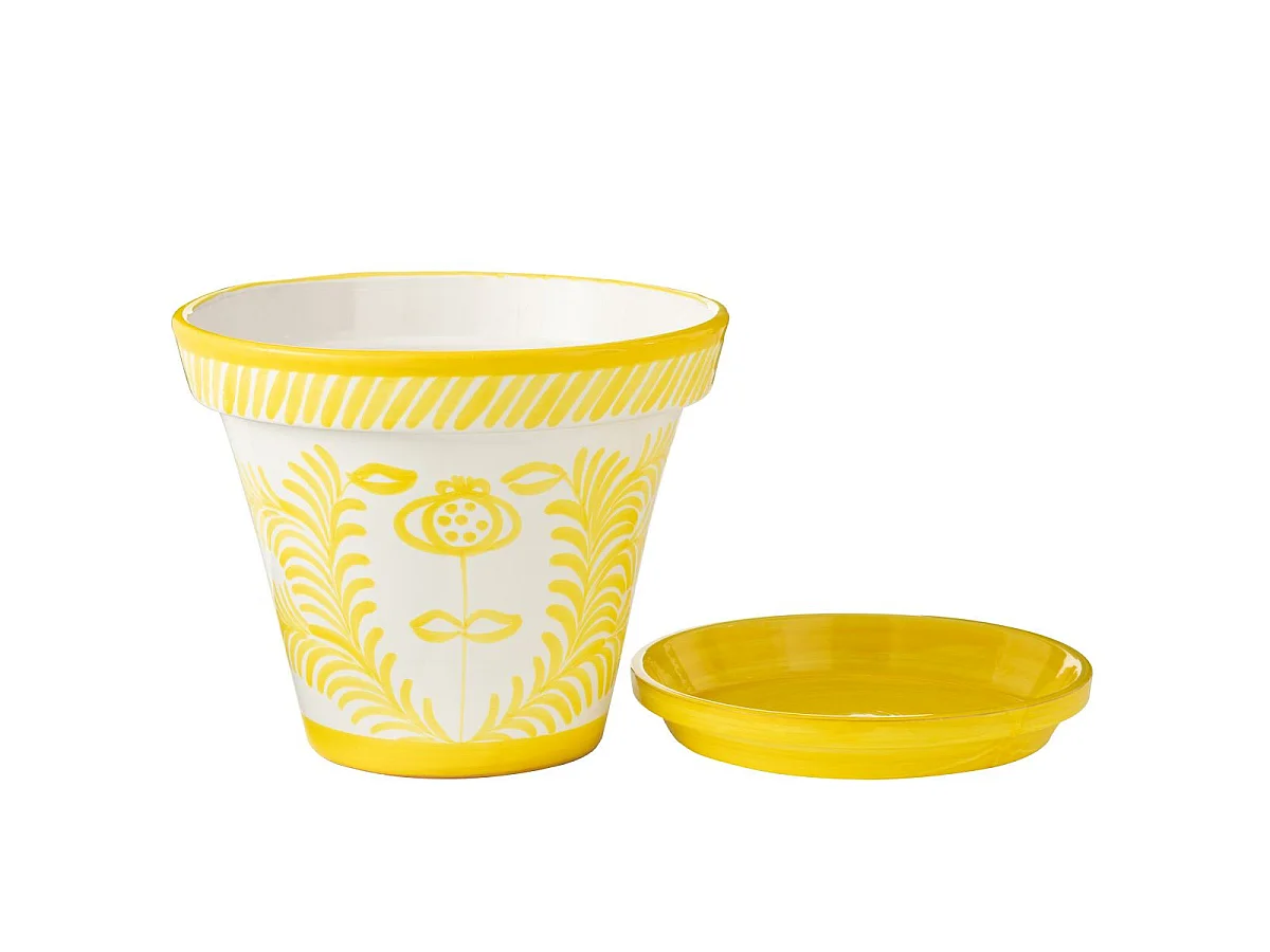 Pot Avec Soucoupe en Céramique "Granada" 50cm Jaune
