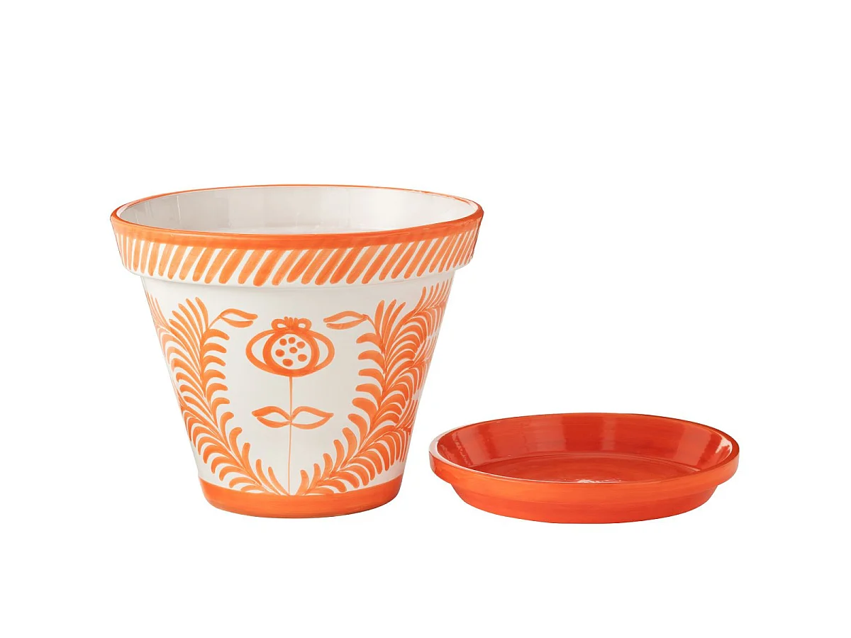 Pot Avec Soucoupe en Céramique "Granada" 50cm Orange