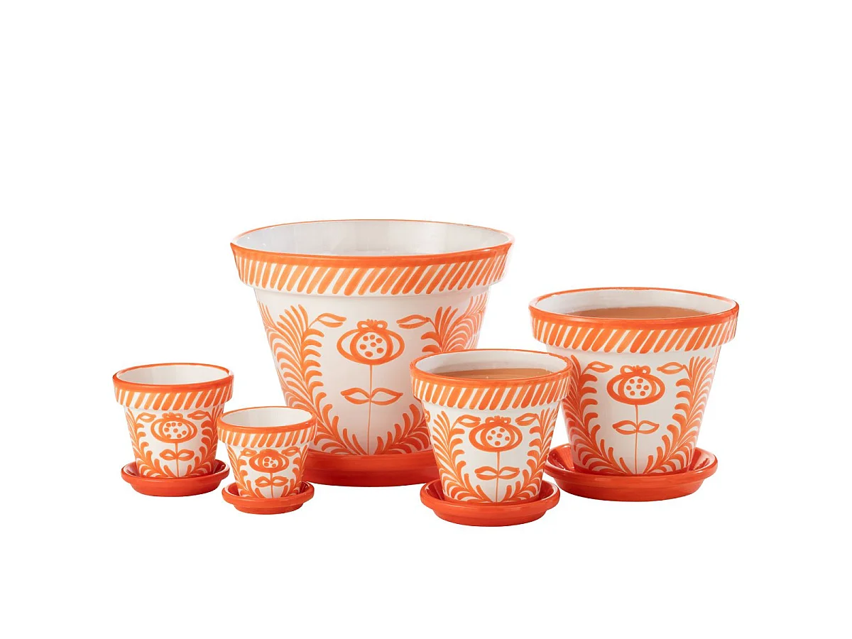 Pot Avec Soucoupe en Céramique "Granada" 50cm Orange