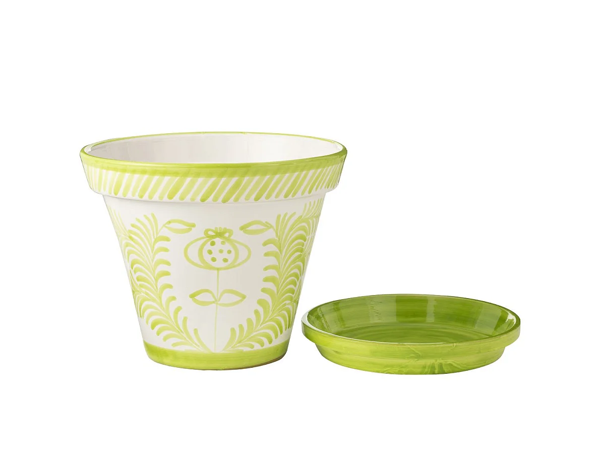 Pot Avec Soucoupe en Céramique "Granada" 50cm Vert