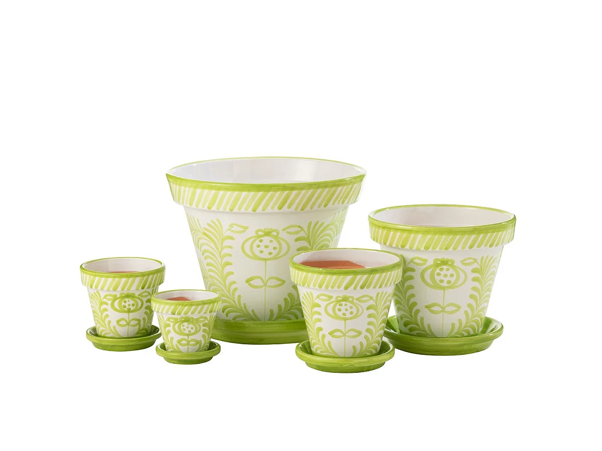 Pot Avec Soucoupe en Céramique "Granada" 50cm Vert
