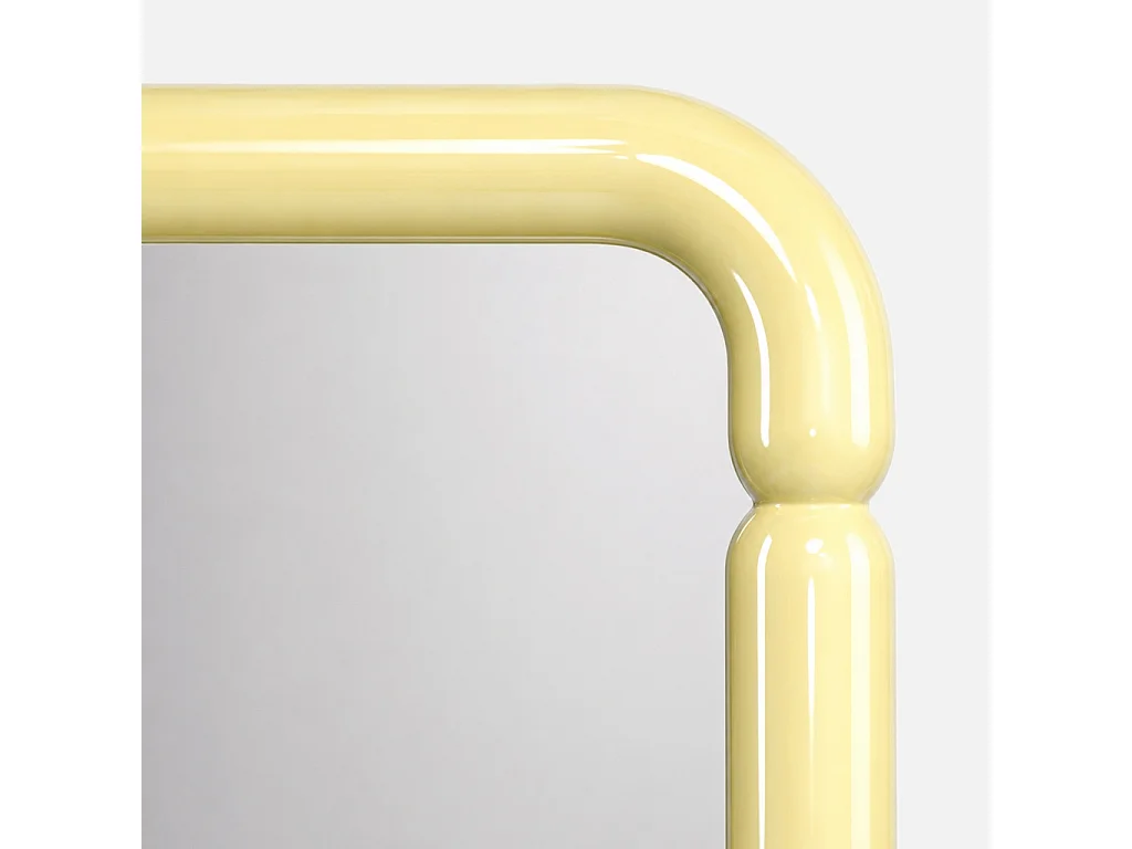 Specchio rettangolare decorativo in legno, 106cm, giallo pastello