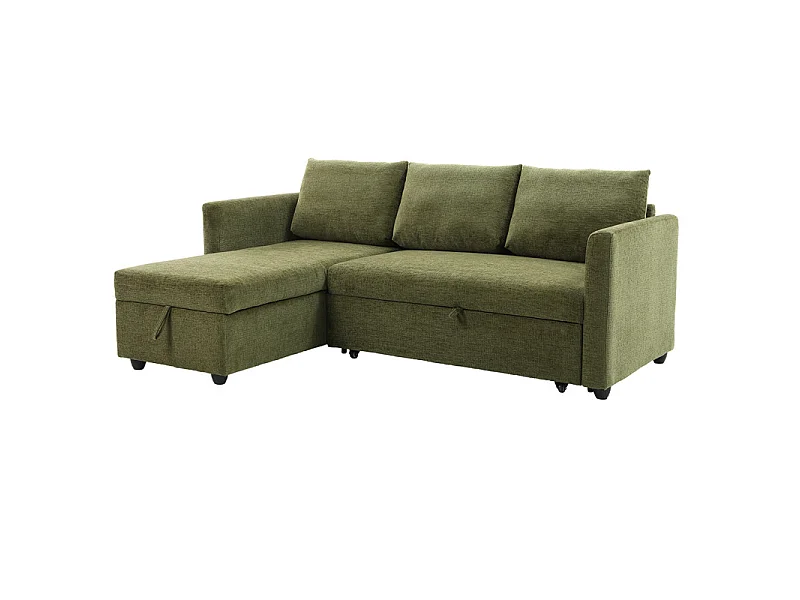 Canapé d'angle réversible 3p convertible tissu vert – WILSON