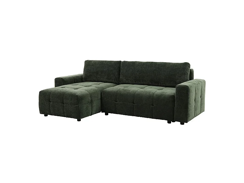 Canapé d'angle réversible 3p convertible tissu vert – JOANE