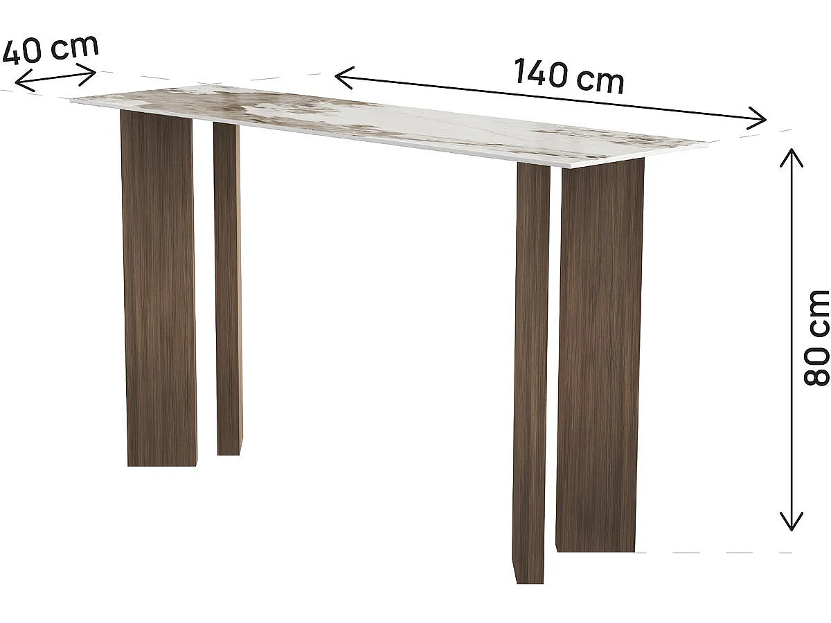 Konsole mit Keramikplatte im Pandora-Stil "Elma" – 140 cm – Braun