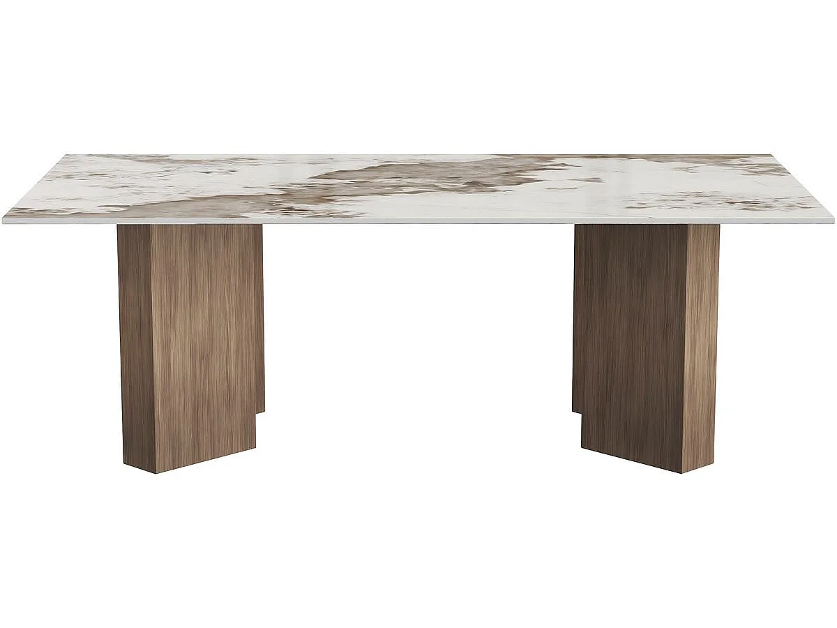Couchtisch aus Holz mit Keramikplatte "Elma" – 120 cm – Braun