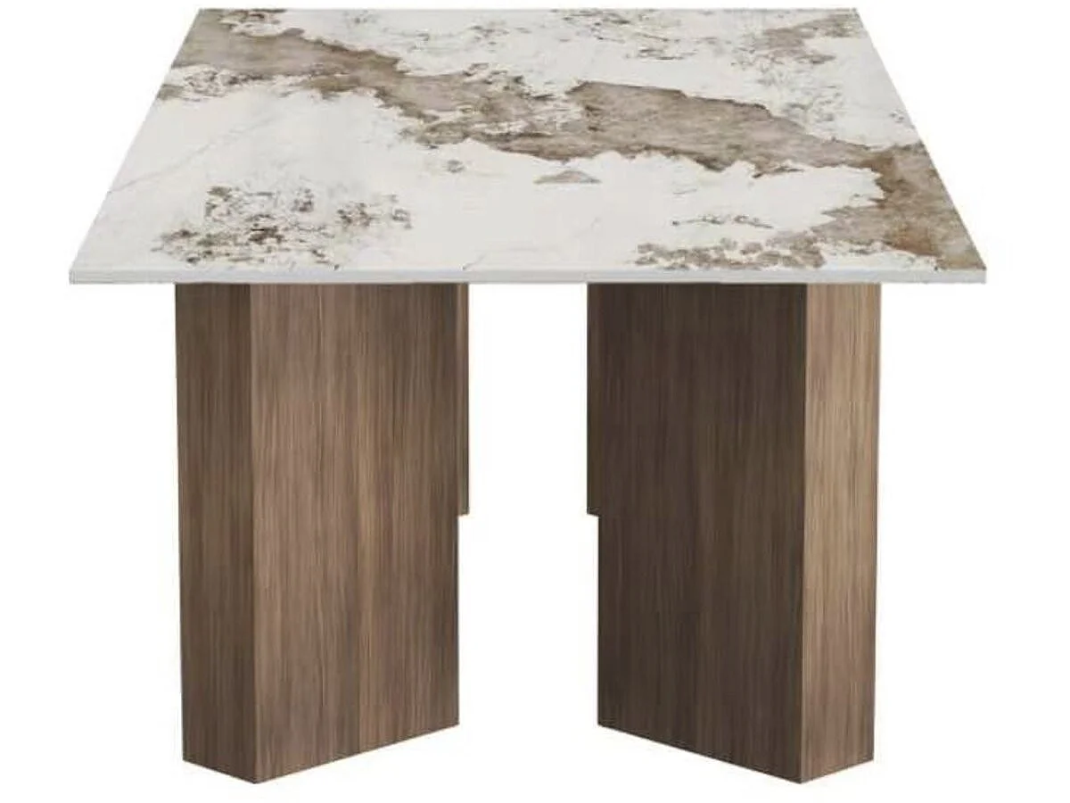 Couchtisch aus Holz mit Keramikplatte "Elma" – 120 cm – Braun