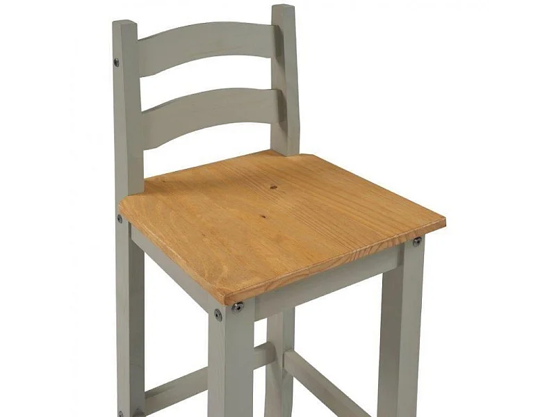 Mercers Furniture Corona Grey Wax Bistro Table and 2 Barstools Kitchen Dining Set Tall High Breakfast Bar Solid Wood Mexican Pine Wooden