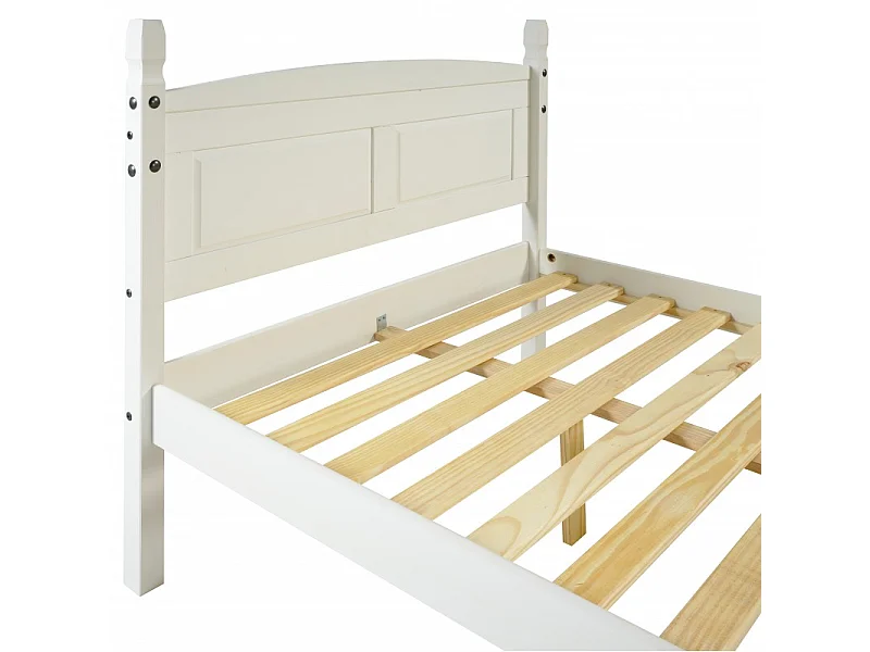 Mercers Furniture Corona White 4'6" Double Low End Bed Frame Solid Wood Pine Wooden Bedroom 4ft6 with Mexican Styling