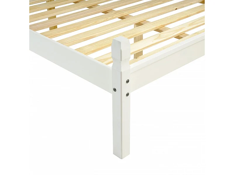 Mercers Furniture Corona White 4'6" Double Low End Bed Frame Solid Wood Pine Wooden Bedroom 4ft6 with Mexican Styling