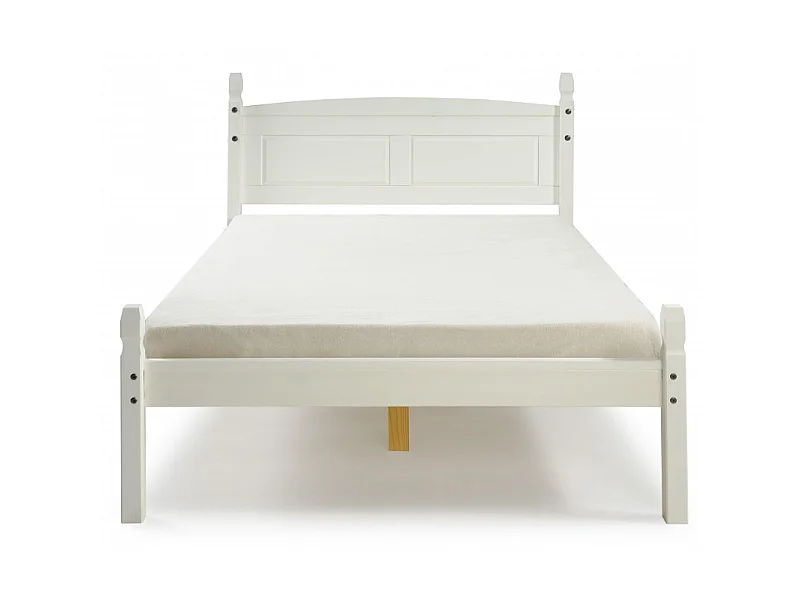 Mercers Furniture Corona White 4'6" Double Low End Bed Frame Solid Wood Pine Wooden Bedroom 4ft6 with Mexican Styling