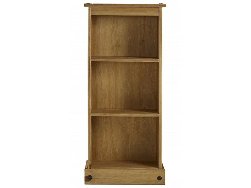 Mercers Furniture Corona Low Narrow Bookcase Slim Small Display Storage Solid Pine Wood with Mexican Styling Pine