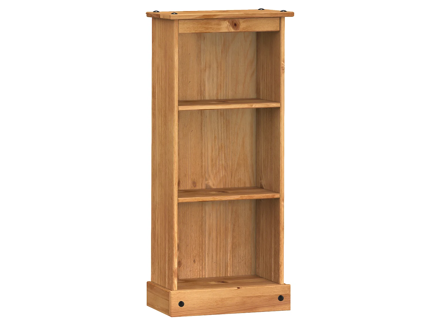 Mercers Furniture Corona Low Narrow Bookcase Slim Small Display Storage Solid Pine Wood with Mexican Styling Pine