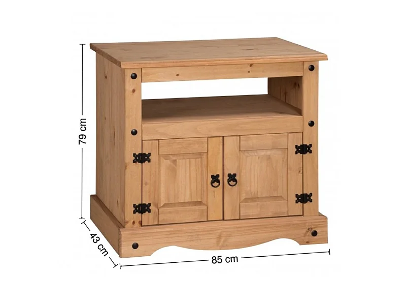 Mercers Furniture Corona Straight TV Unit Media Cabinet Stand Solid Wood Pine with Mexican Styling Wooden