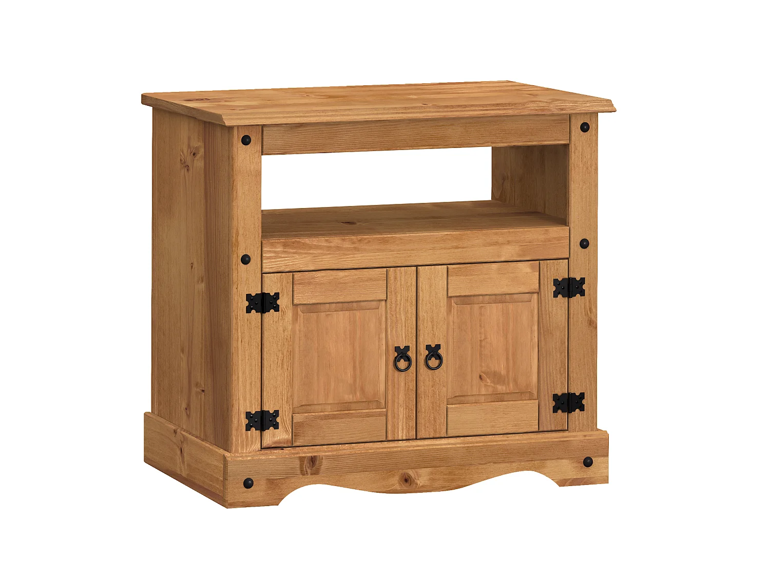 Mercers Furniture Corona Straight TV Unit Media Cabinet Stand Solid Wood Pine with Mexican Styling Wooden