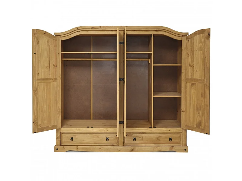 Mercers Furniture Corona 4 Door 2 Drawer Wardrobe Large Robe Solid Wood Pine Wooden Bedroom with Mexican Styling