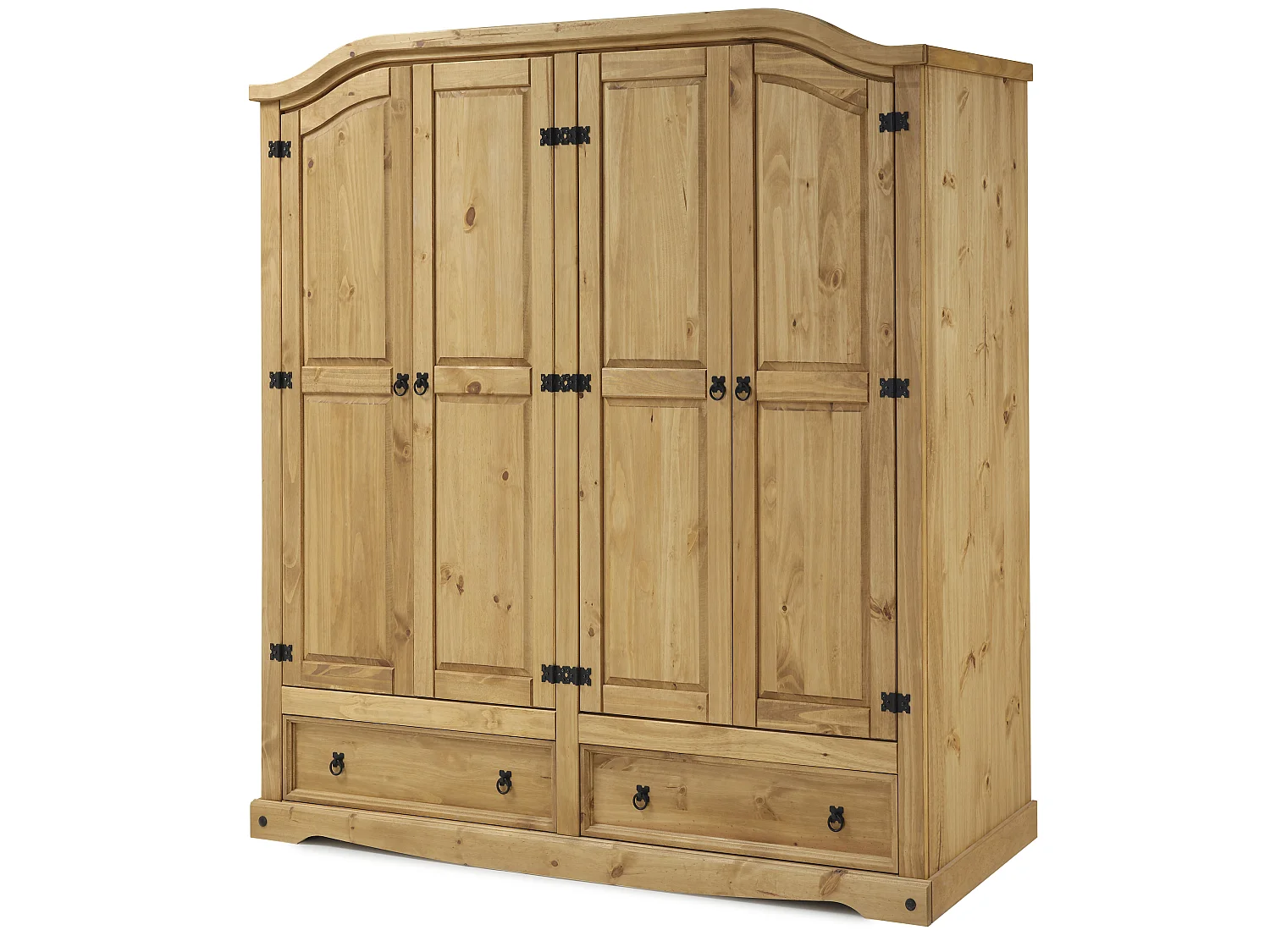 Mercers Furniture Corona 4 Door 2 Drawer Wardrobe Large Robe Solid Wood Pine Wooden Bedroom with Mexican Styling
