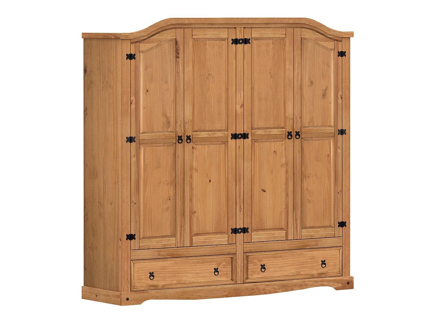 Mercers Furniture Corona 4 Door 2 Drawer Wardrobe Large Robe Solid Wood Pine Wooden Bedroom with Mexican Styling