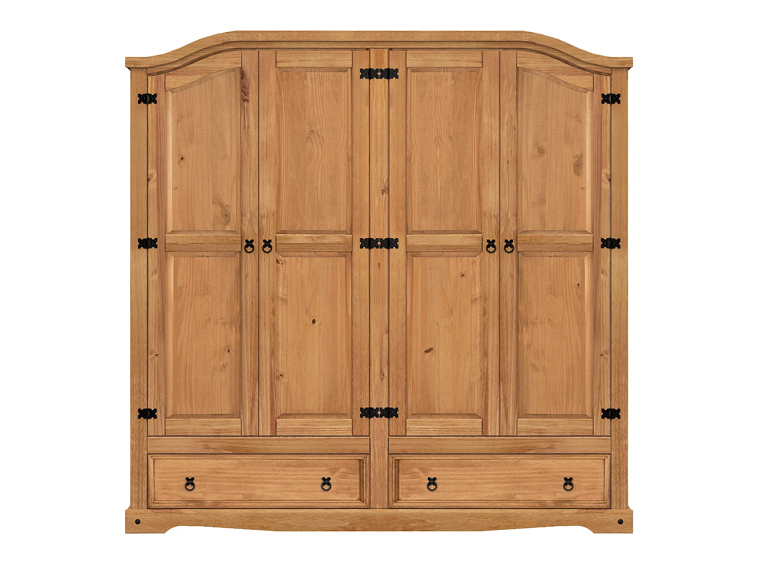 Mercers Furniture Corona 4 Door 2 Drawer Wardrobe Large Robe Solid Wood Pine Wooden Bedroom with Mexican Styling