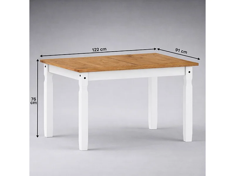 Mercers Furniture Corona White 4'0" Dining Table Solid Wood Mexican Pine Wooden Kitchen