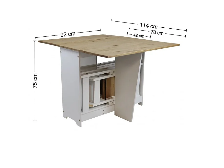 Mercers Furniture Corona White Wax Butterfly Dining Set Folding Table and 4 Chairs Compact Drop Leaf Small Kitchen Solid Wood Pine Wooden with Mexican Styling