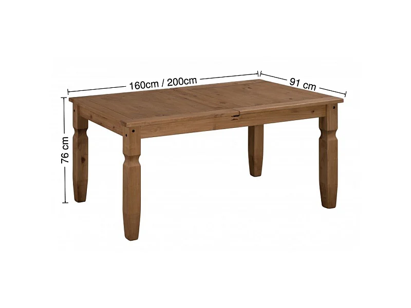 Mercers Furniture Corona Large Extending Dining Table Long Extendable Solid Wood Pine Wooden Kitchen with Mexican Styling