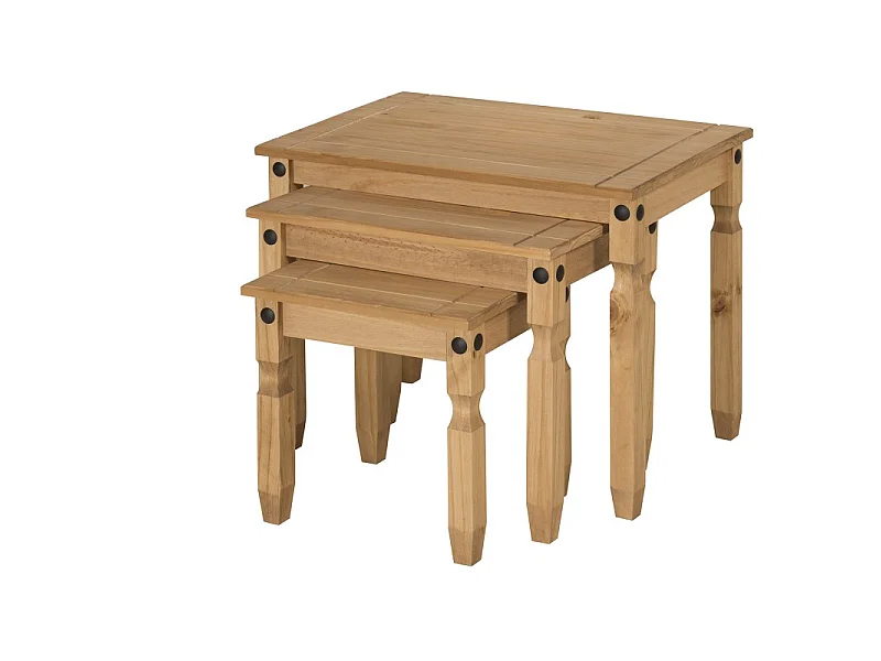 Mercers Furniture Corona LARGE Nest of 3 Tables Side End Lamp Occasional Solid Wood Pine Wooden with Mexican Styling