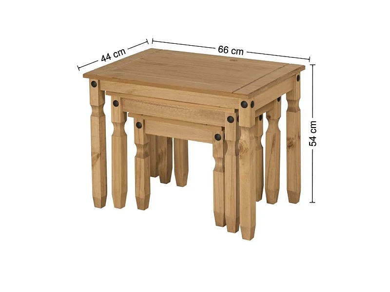 Mercers Furniture Corona LARGE Nest of 3 Tables Side End Lamp Occasional Solid Wood Pine Wooden with Mexican Styling