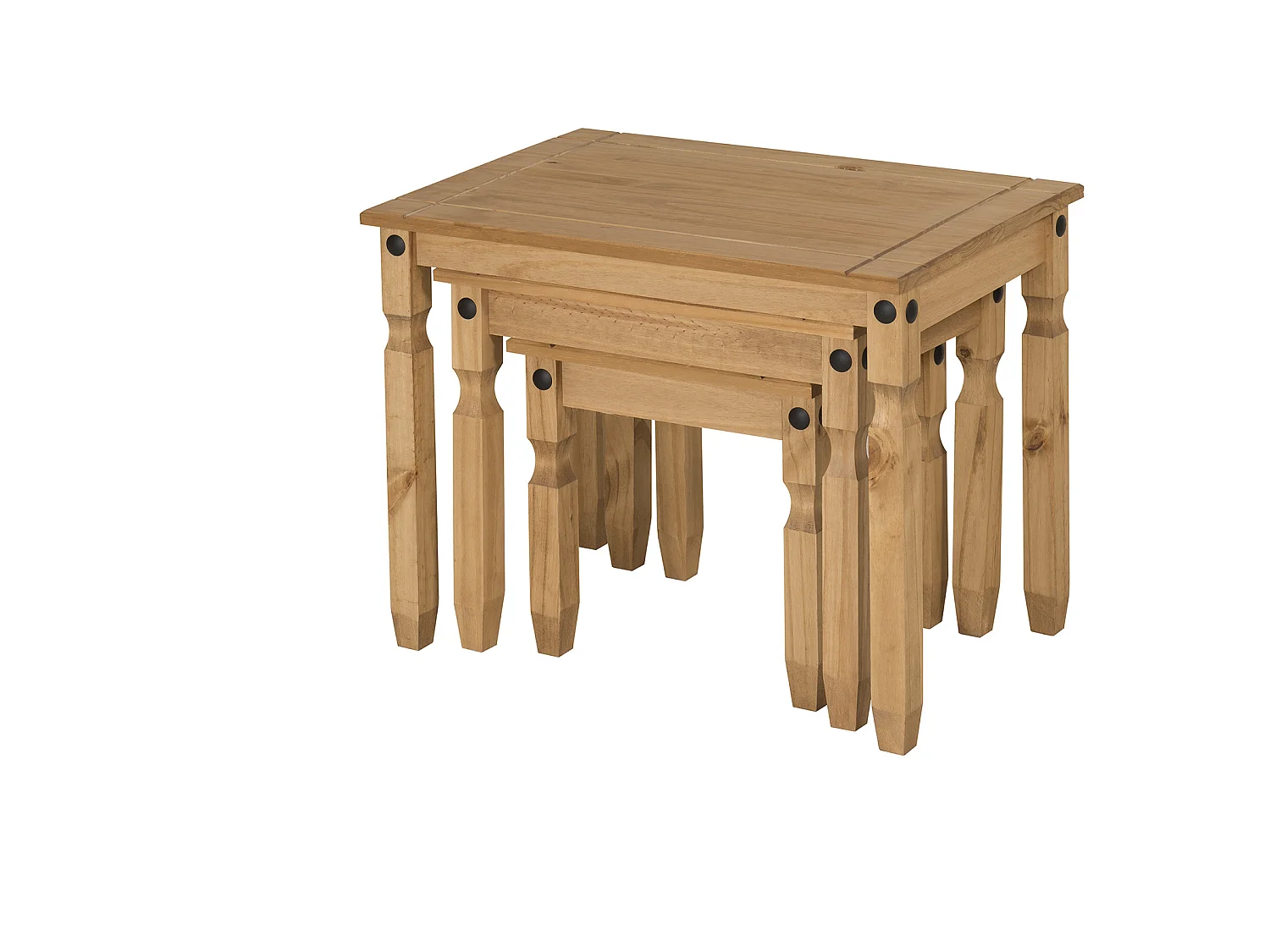 Mercers Furniture Corona LARGE Nest of 3 Tables Side End Lamp Occasional Solid Wood Pine Wooden with Mexican Styling