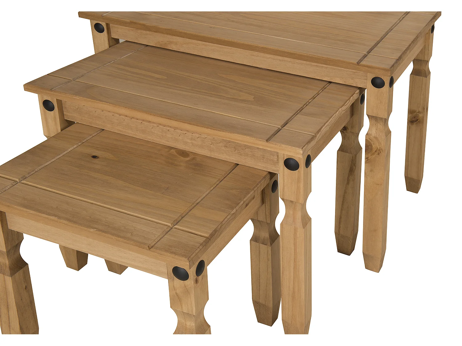 Mercers Furniture Corona LARGE Nest of 3 Tables Side End Lamp Occasional Solid Wood Pine Wooden with Mexican Styling