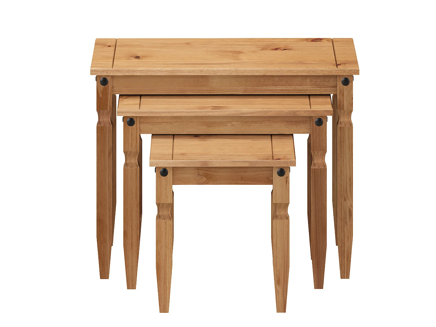 Mercers Furniture Corona LARGE Nest of 3 Tables Side End Lamp Occasional Solid Wood Pine Wooden with Mexican Styling