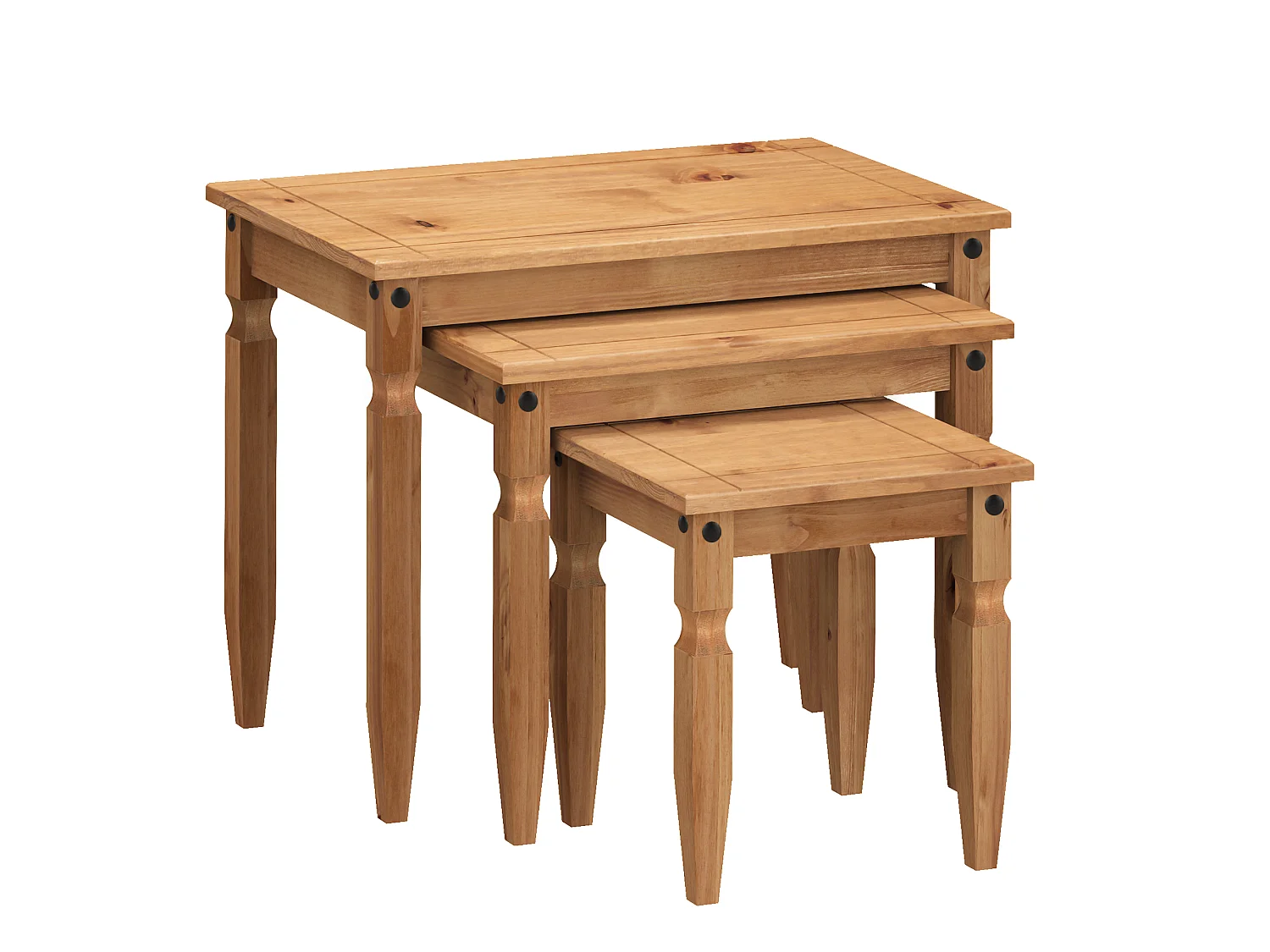 Mercers Furniture Corona LARGE Nest of 3 Tables Side End Lamp Occasional Solid Wood Pine Wooden with Mexican Styling