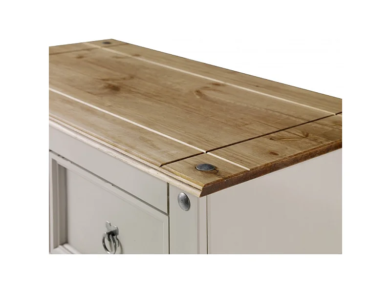 Mercers Furniture Corona Grey Wax 2+3 Chest of 5 Drawers Large Solid Wood Pine Wooden Bedroom with Mexican Styling