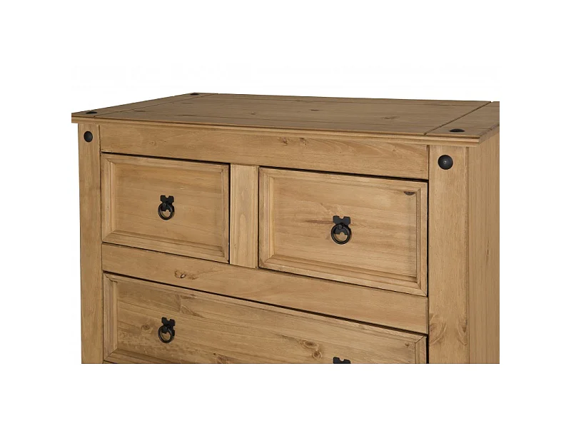 Mercers Furniture Corona 2+3 Large Chest of 5 Drawers Solid Wood Pine Wooden Bedroom with Mexican Styling