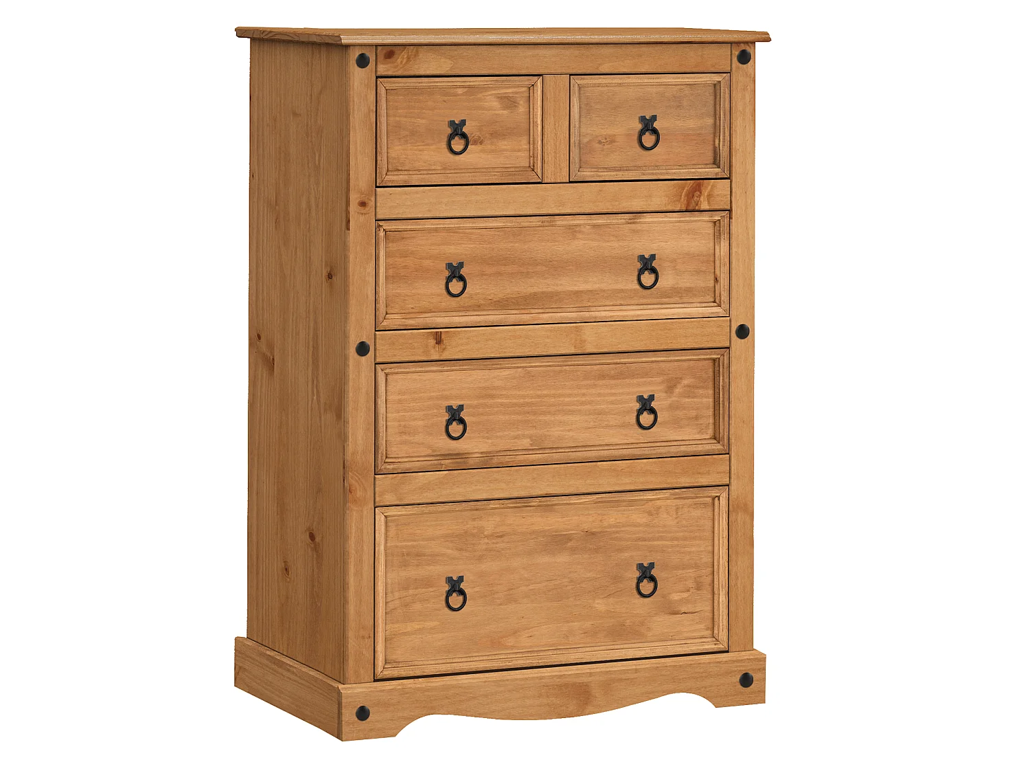 Mercers Furniture Corona 2+3 Large Chest of 5 Drawers Solid Wood Pine Wooden Bedroom with Mexican Styling
