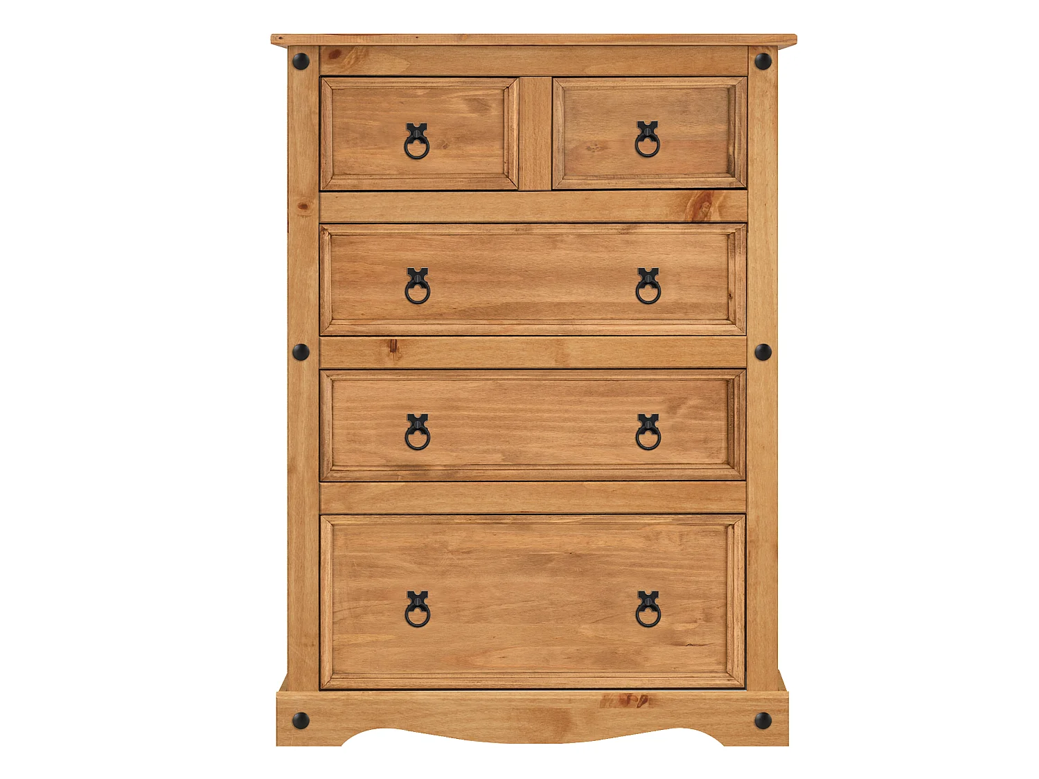 Mercers Furniture Corona 2+3 Large Chest of 5 Drawers Solid Wood Pine Wooden Bedroom with Mexican Styling