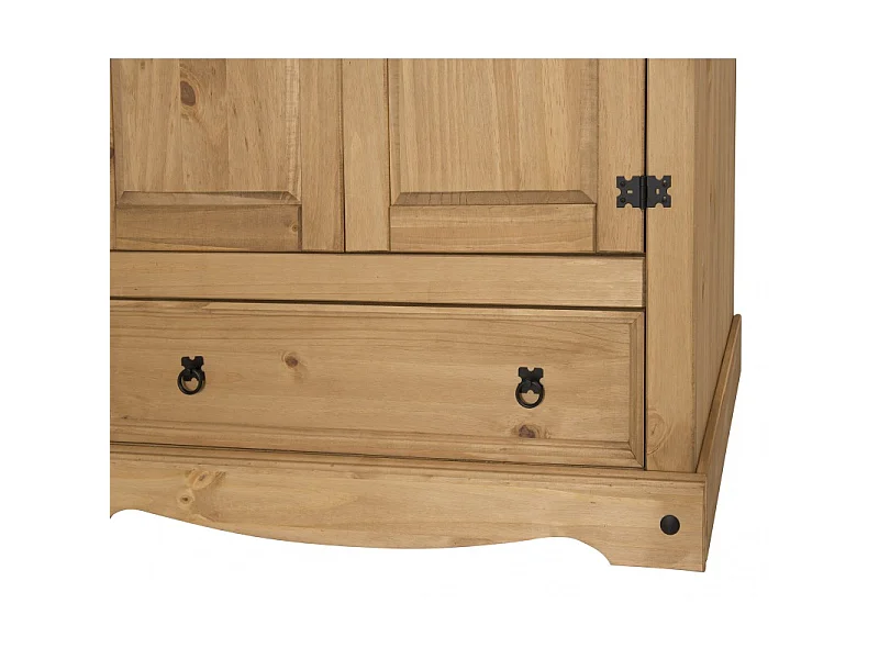Mercers Furniture Corona 2 Door 1 Drawer Arch Top Wardrobe Double Robe Solid Wood Pine Wooden Bedroom with Mexican Styling