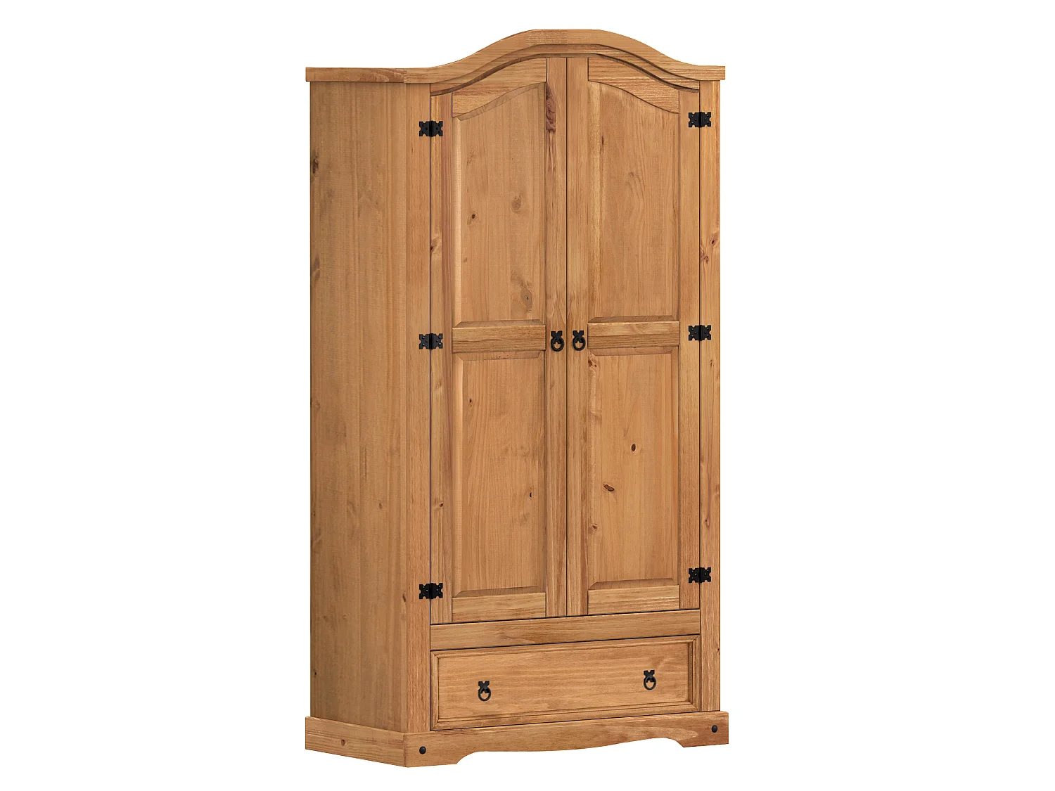 Mercers Furniture Corona 2 Door 1 Drawer Arch Top Wardrobe Double Robe Solid Wood Pine Wooden Bedroom with Mexican Styling