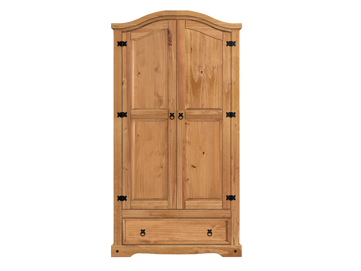 Mercers Furniture Corona 2 Door 1 Drawer Arch Top Wardrobe Double Robe Solid Wood Pine Wooden Bedroom with Mexican Styling