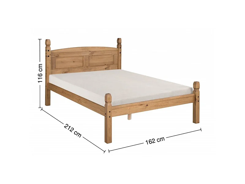 Mercers Furniture Corona 5'0 Low Foot End King Size Bed Frame Solid Wood Pine Wooden Bedroom with Mexican Styling